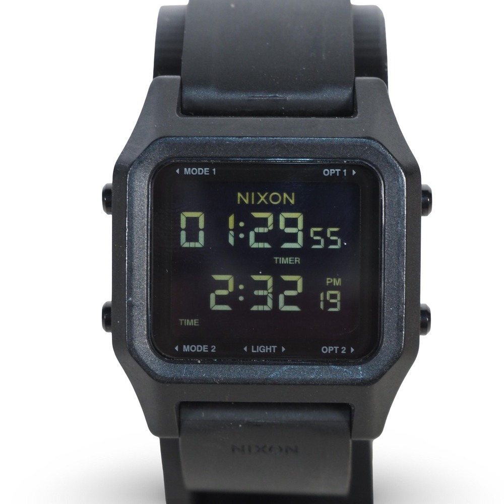 Nixon Staple Black Digital Watch Dual Display Timer Rubber Band A1309-001 - Picture 2 of 8